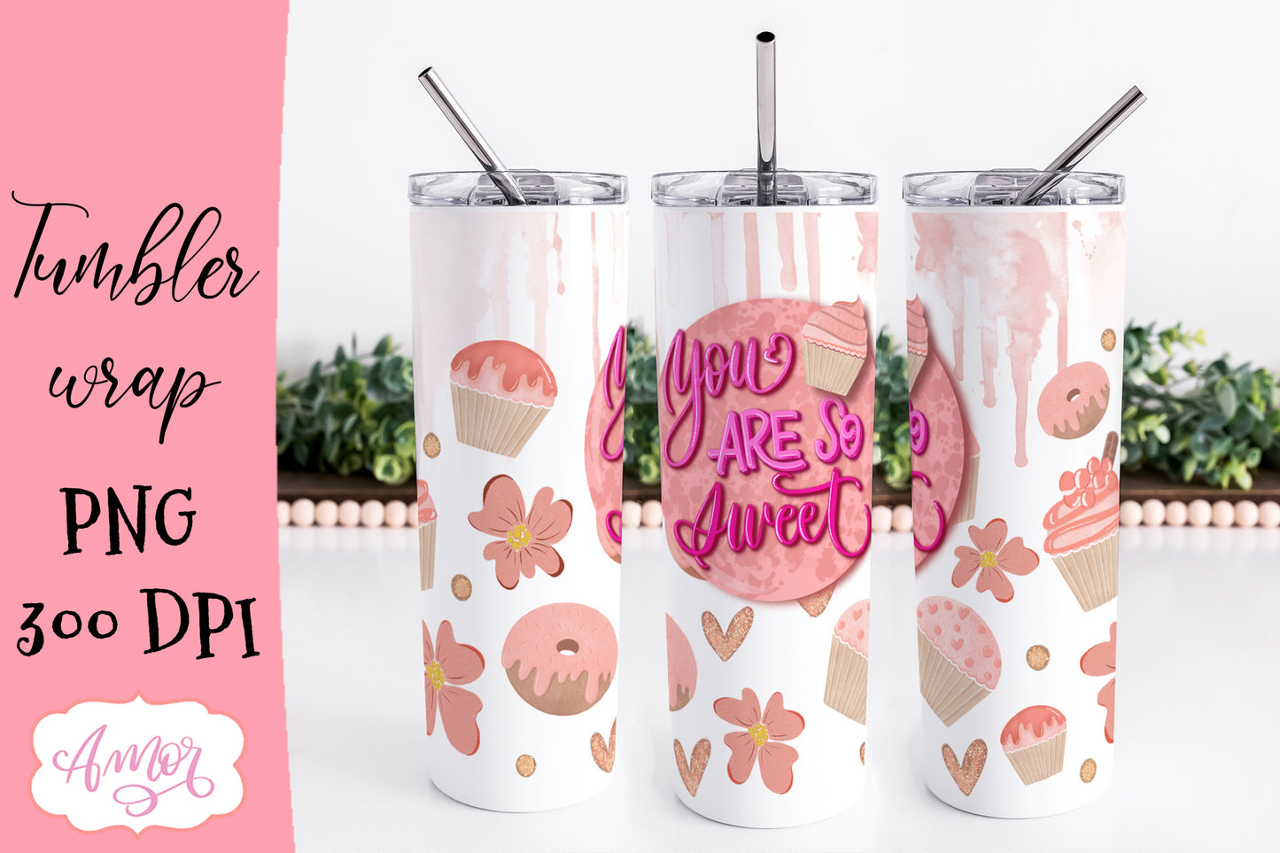 Valentines Skinny Tumbler Wrap for Sublimation