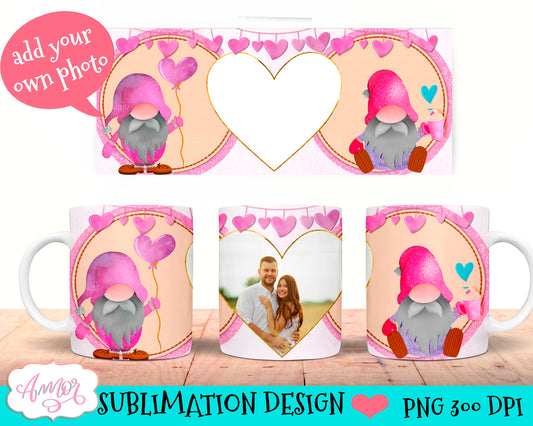 Valentines photo mug template for sublimation 11oz and 15oz