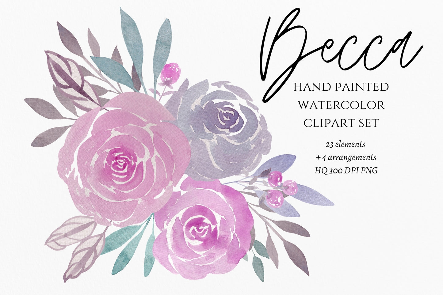 Watercolor Floral Clipart "Becca"