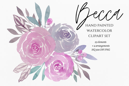 Watercolor Floral Clipart "Becca"