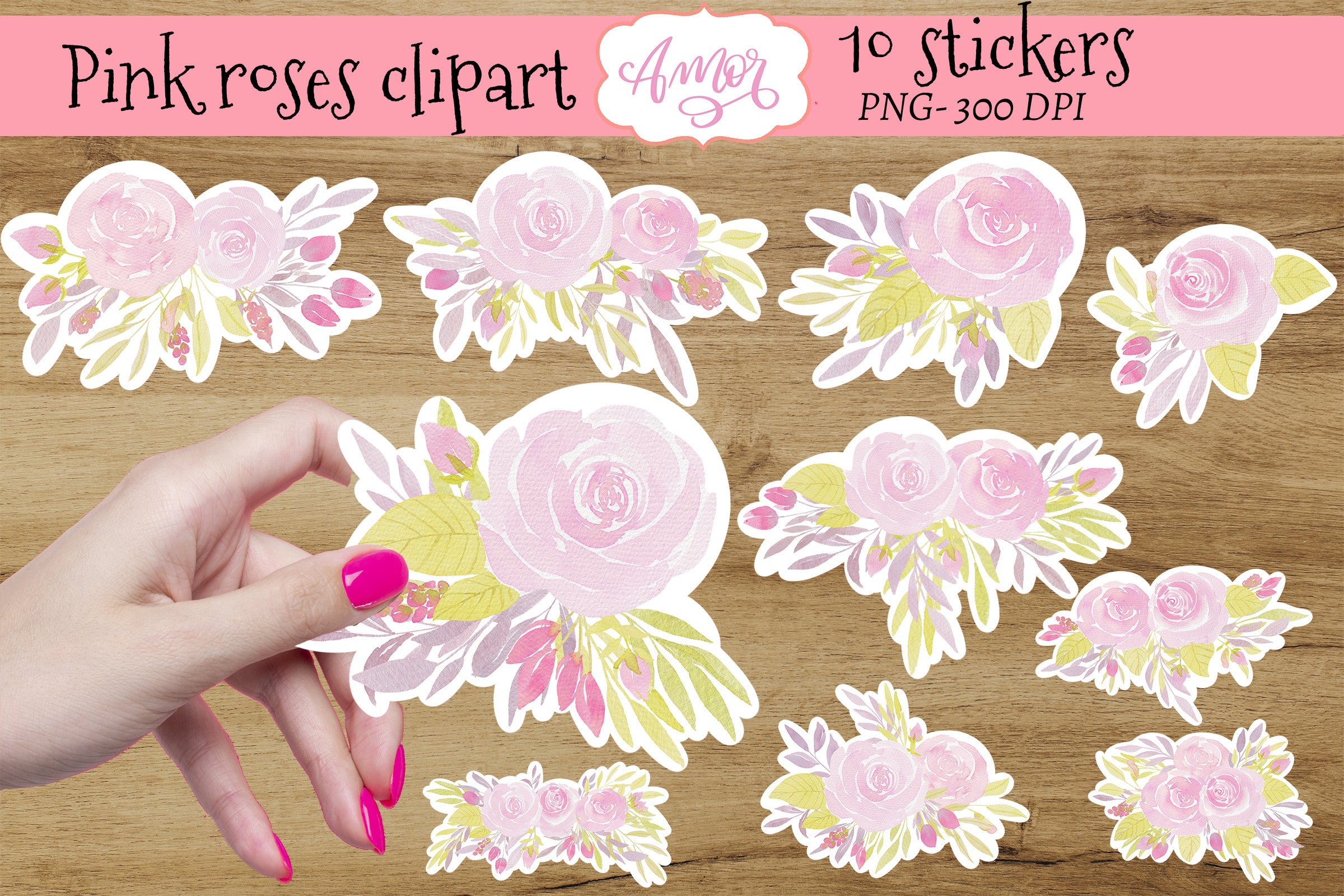 Watercolor Floral Printable Stickers for print then cut – amorclipart