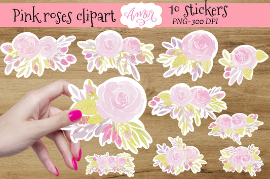 Watercolor Floral Printable Stickers for print then cut