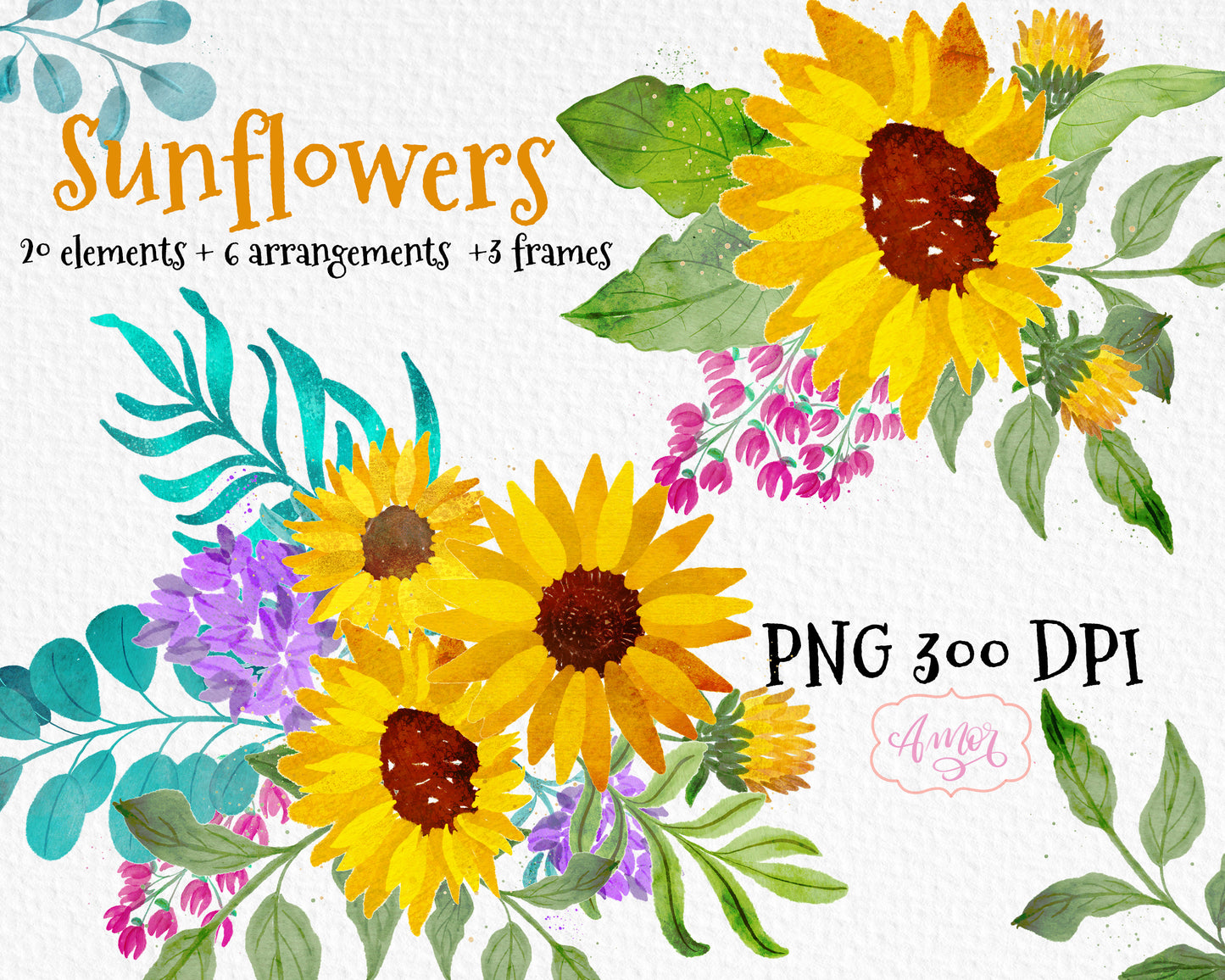 Watercolor Sunflower Clipart