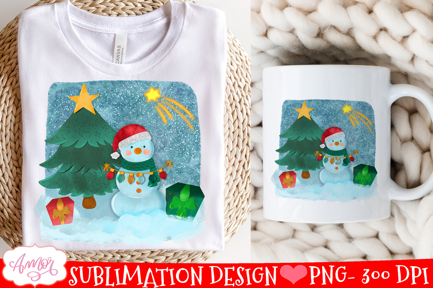 Winter Christmas Snowman PNG for sublimation