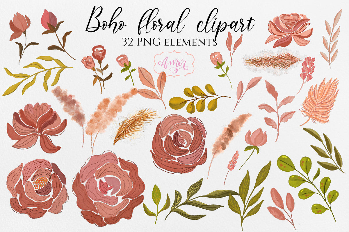 Floral Boho Clipart
