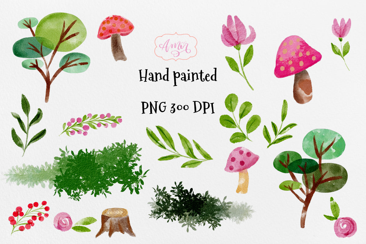 Watercolor Woodland Animals Clipart