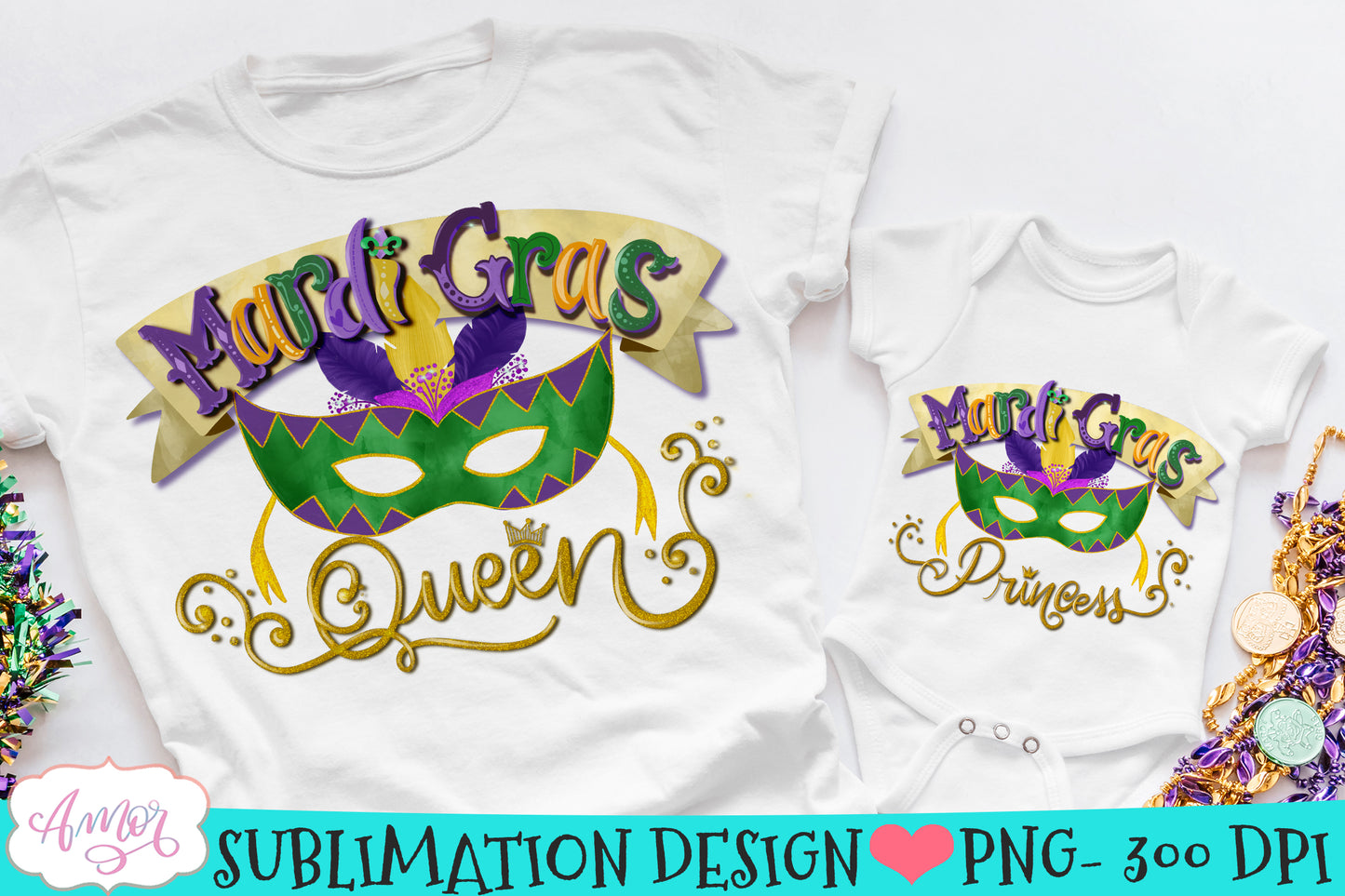 Mardi Gras Queen and Princess matching Sublimation designs