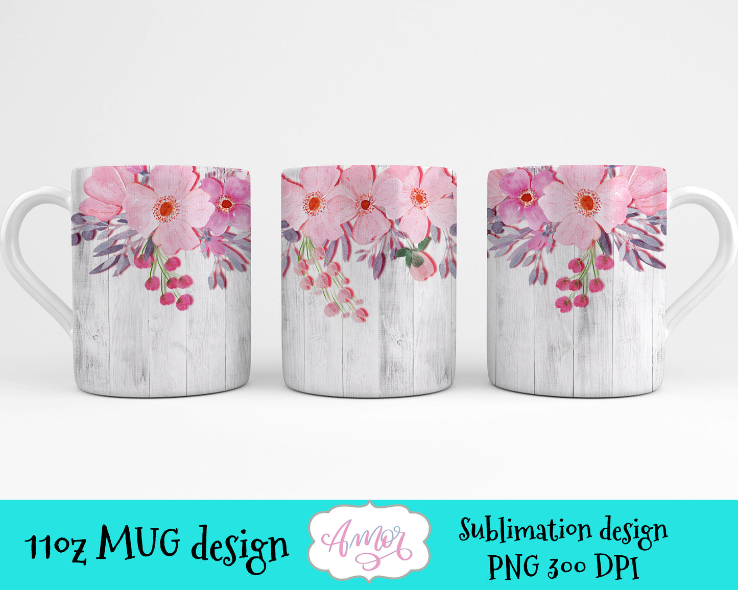 Floral Template for 11oz mug sublimation