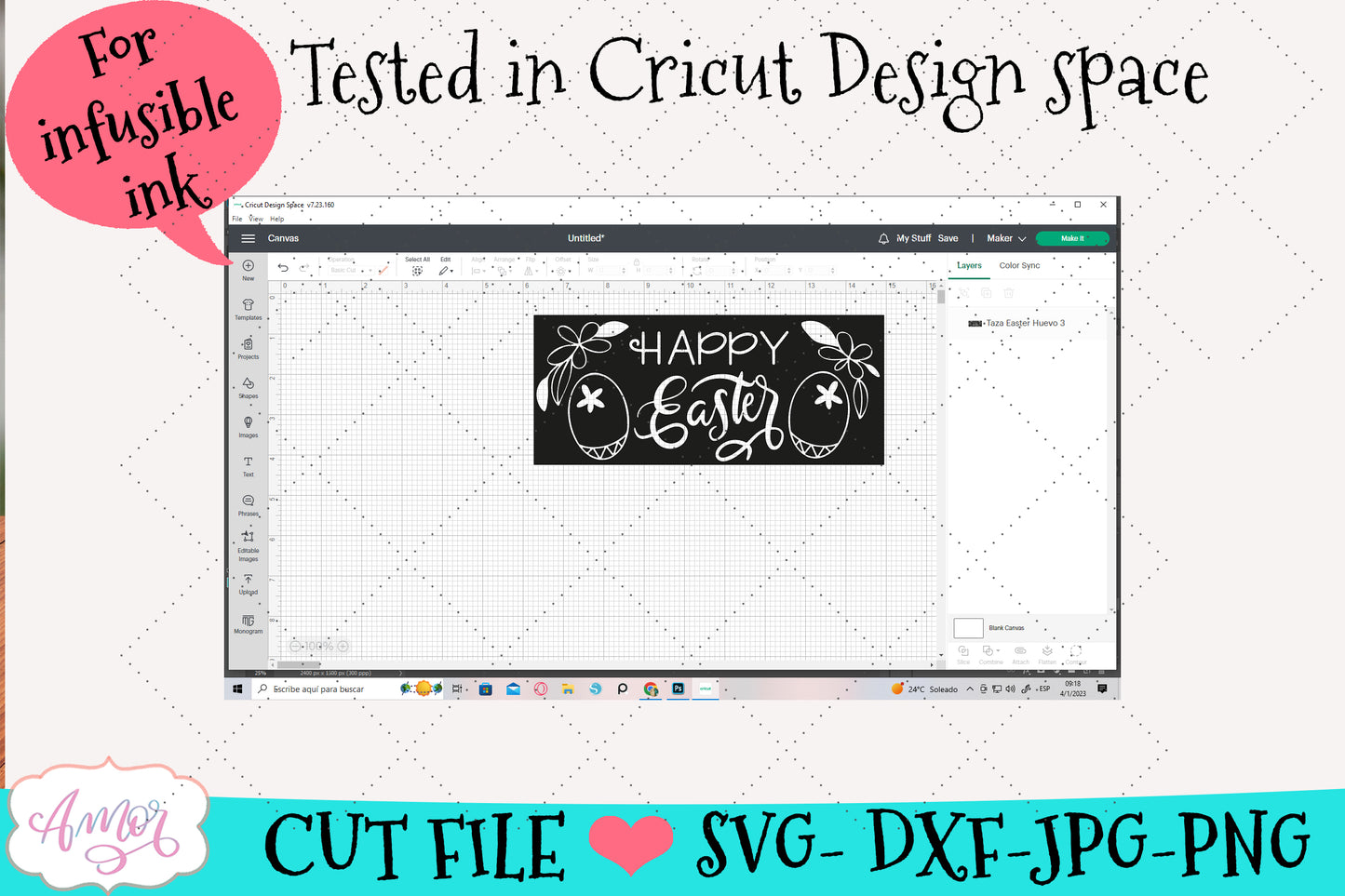 Happy Easter Mug Wrap SVG for Cricut infusible ink