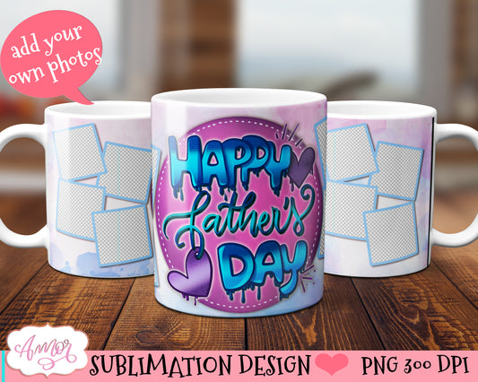 Photo mug template PNG for sublimation | Father's day mug