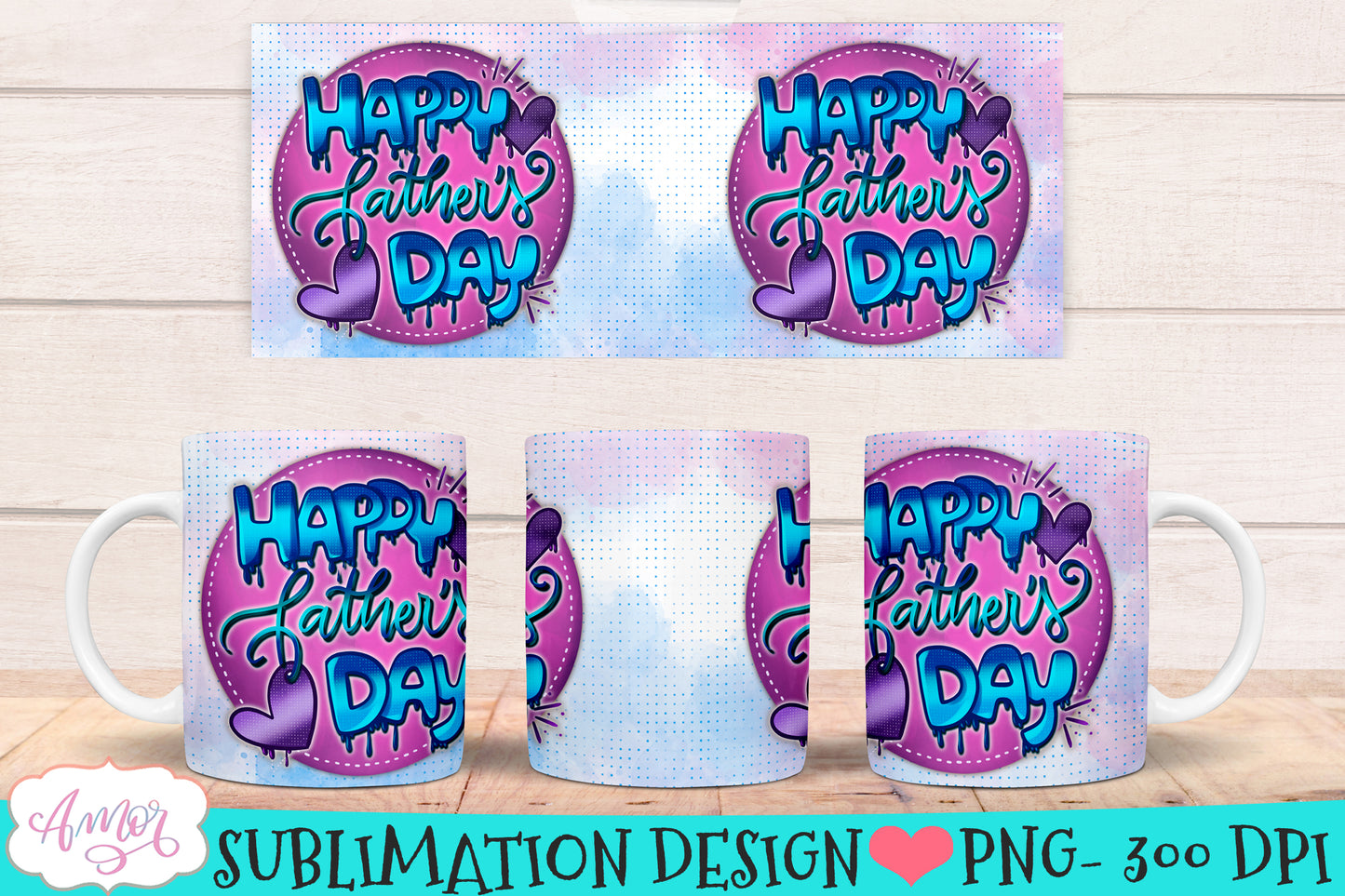 Happy Father's day mug wrap sublimation PNG | 15oz 11oz mugs
