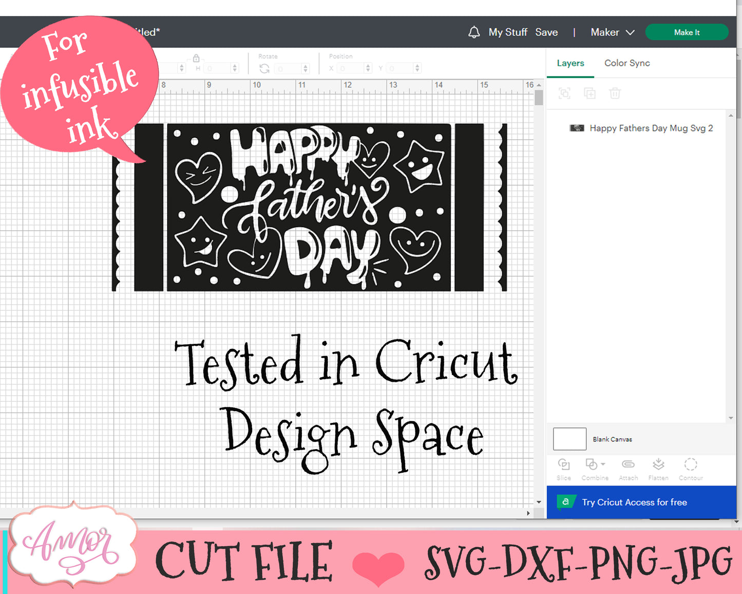 "Happy Father's day" mug SVG for Cricut infusible ink sheets