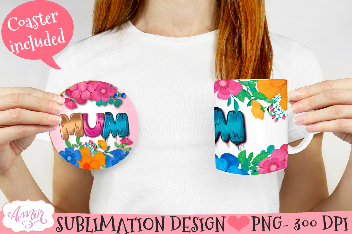 Floral Mom mug wrap PNG for sublimation | Mother's day
