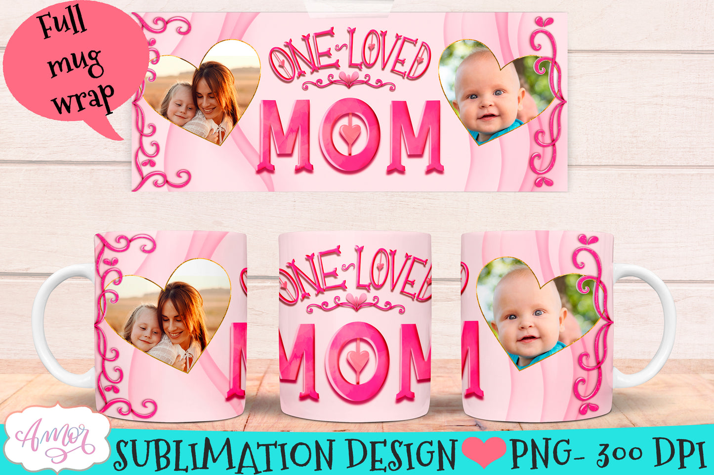 Mom photo mug Wrap for Sublimation | Mothers day mug PNG