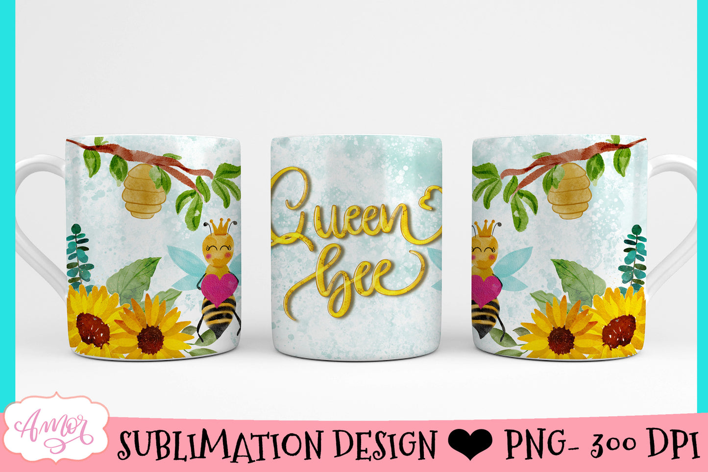 Queen bee mug wrap for sublimation