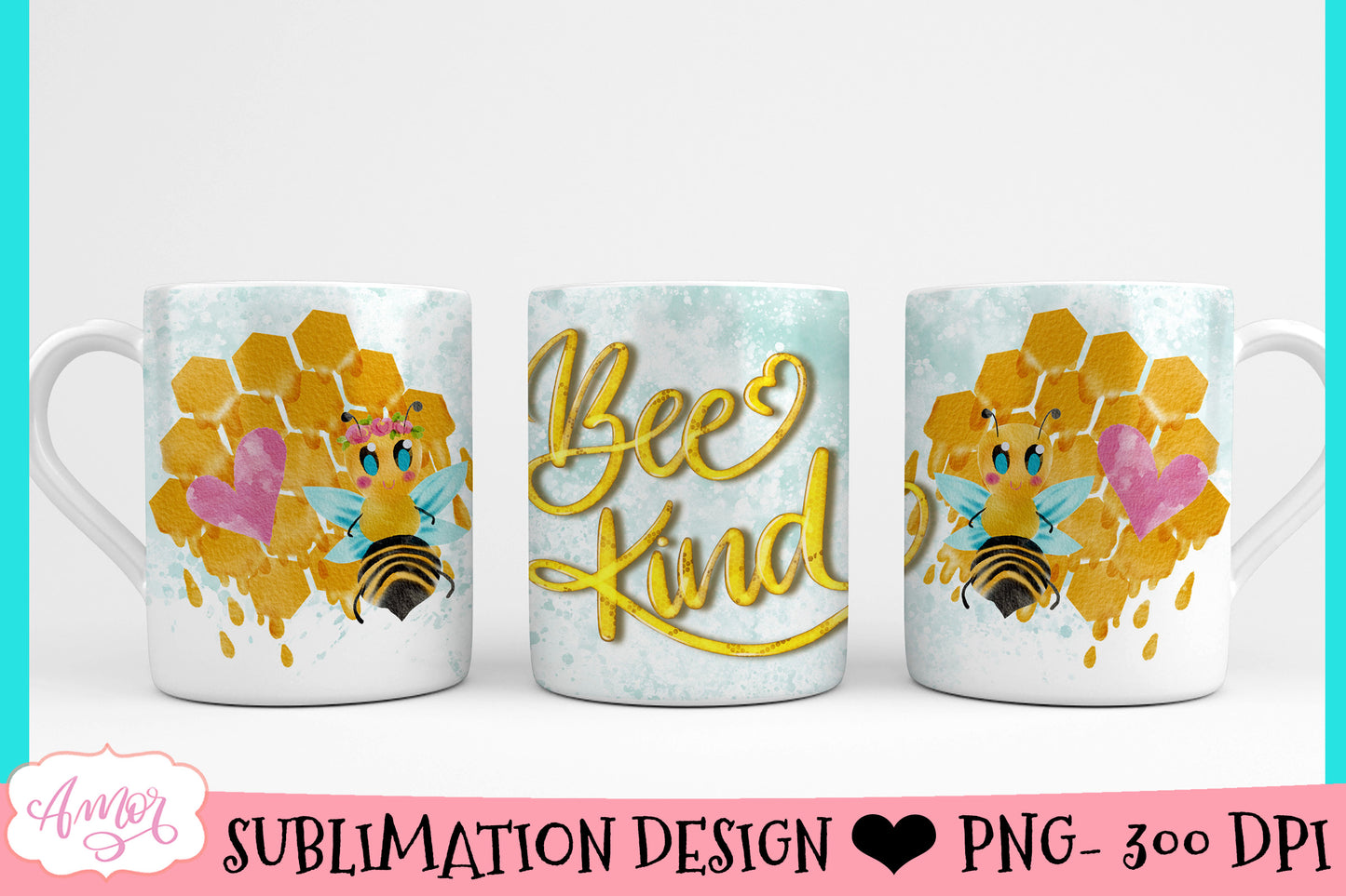 Bee kind mug wrap for sublimation