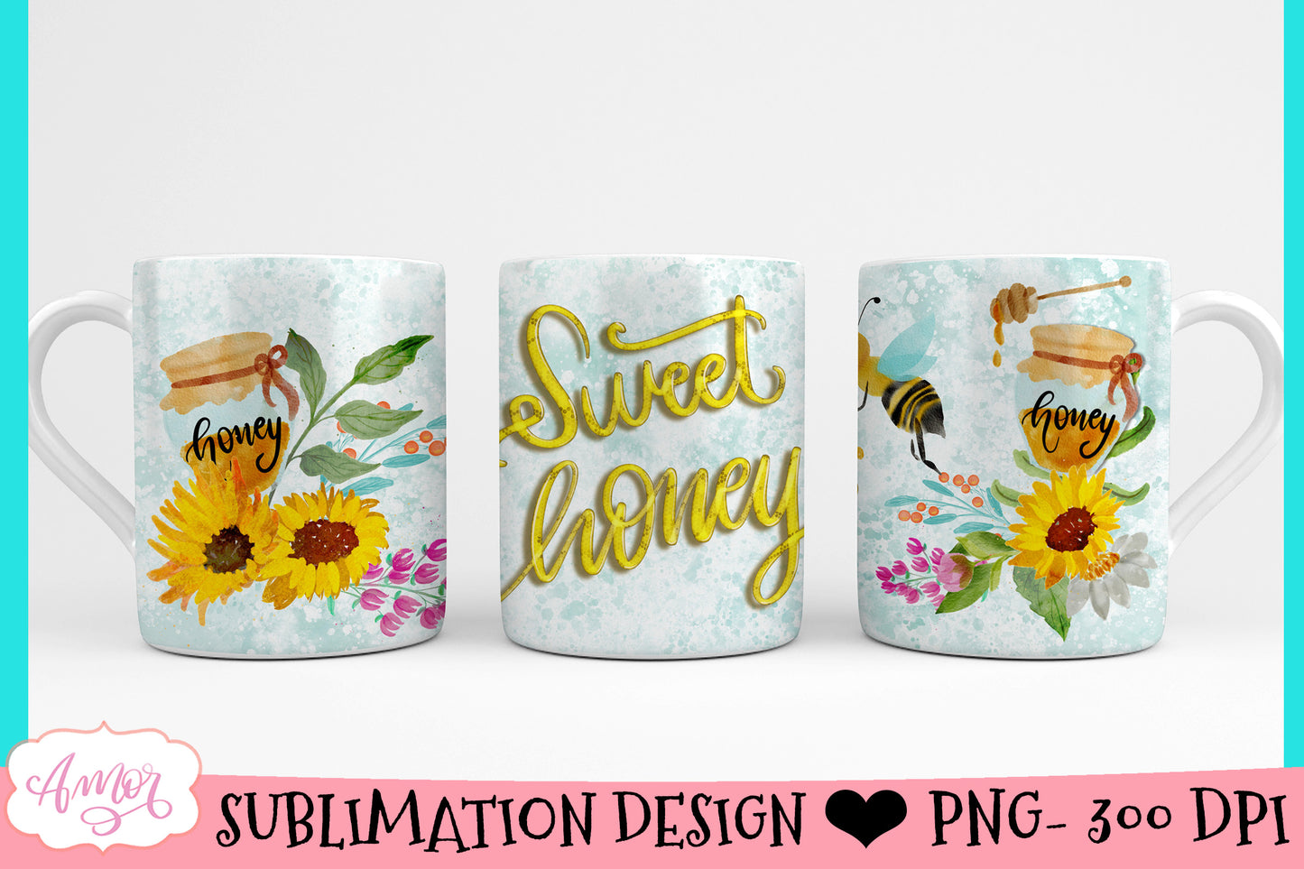 Sweet honey mug wrap for sublimation
