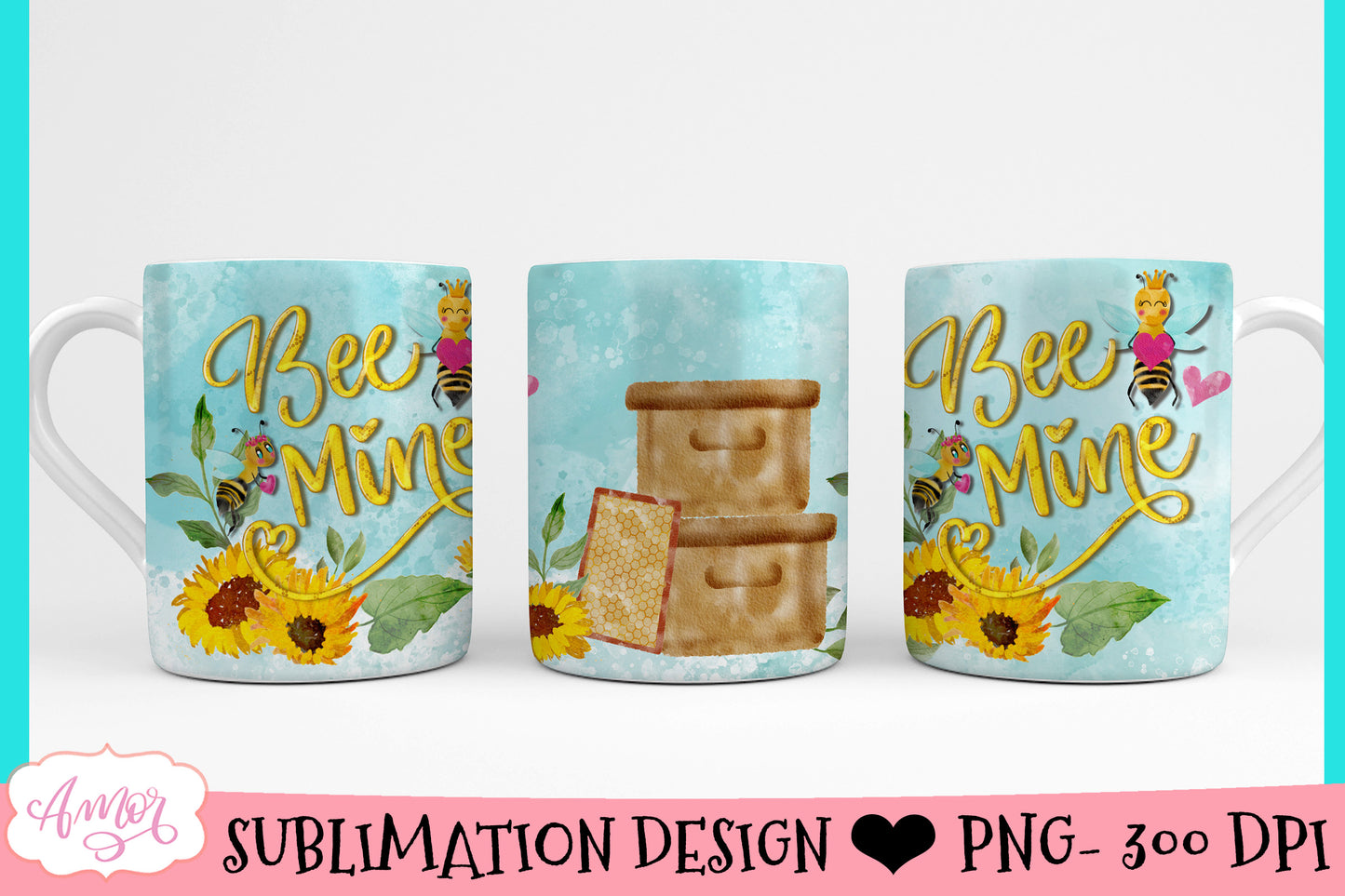 Bee mine mug wrap for sublimation