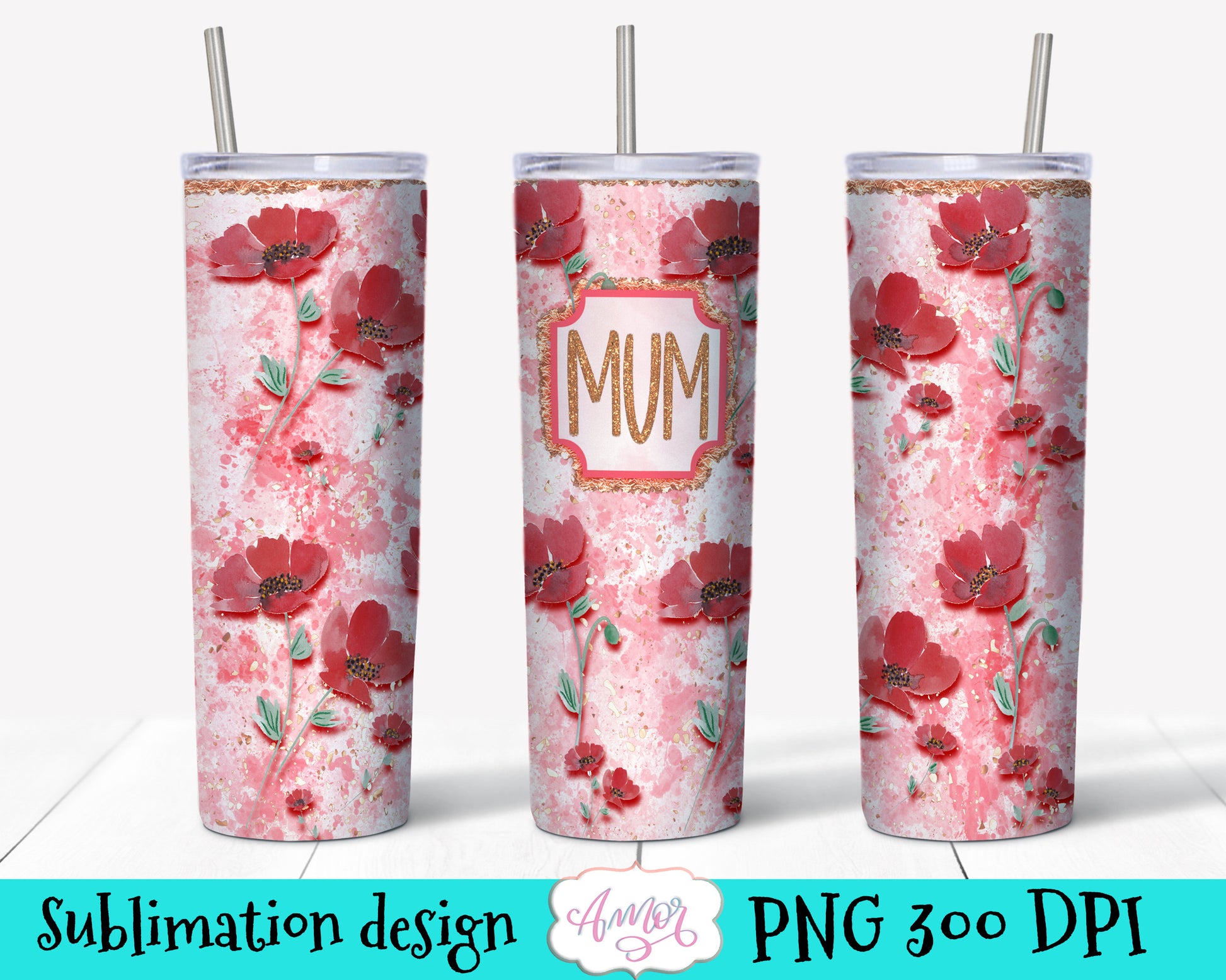 Mum Tumbler PNG Design for Sublimation