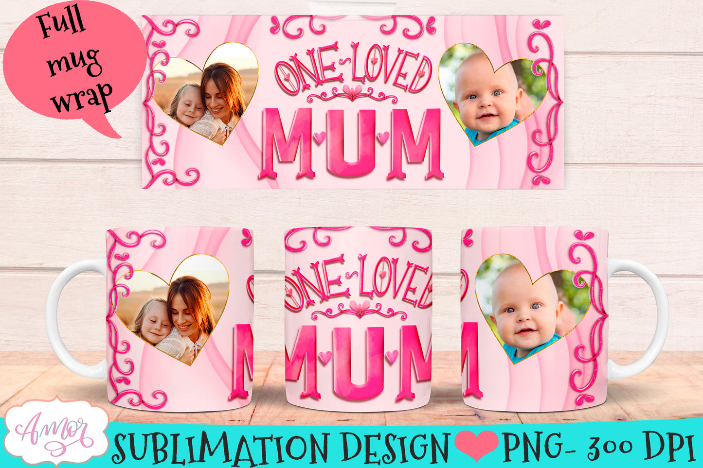 Mum photo mug Wrap for Sublimation | Mothers day mug PNG