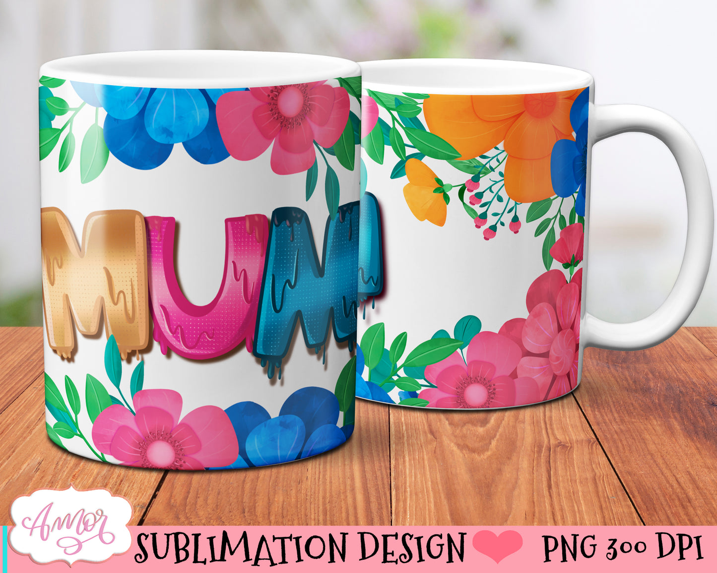 Floral Mum mug wrap PNG for sublimation | Mother's day mug