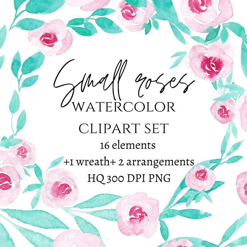 Watercolor roses clipart PNG