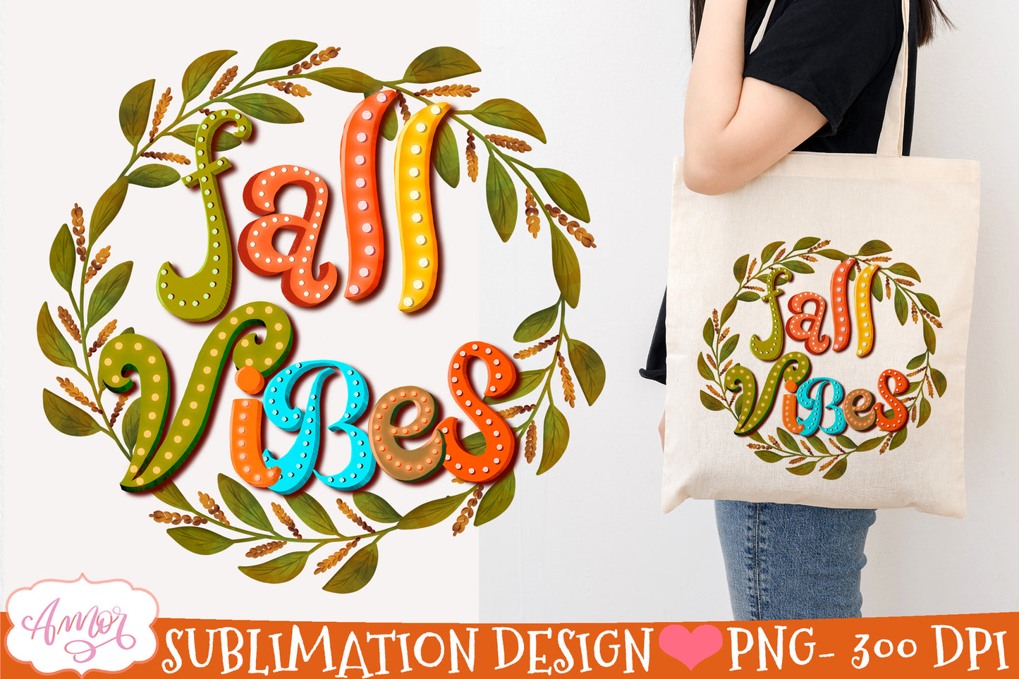 Fall Vibes PNG for Sublimation |Fall wreath PNG