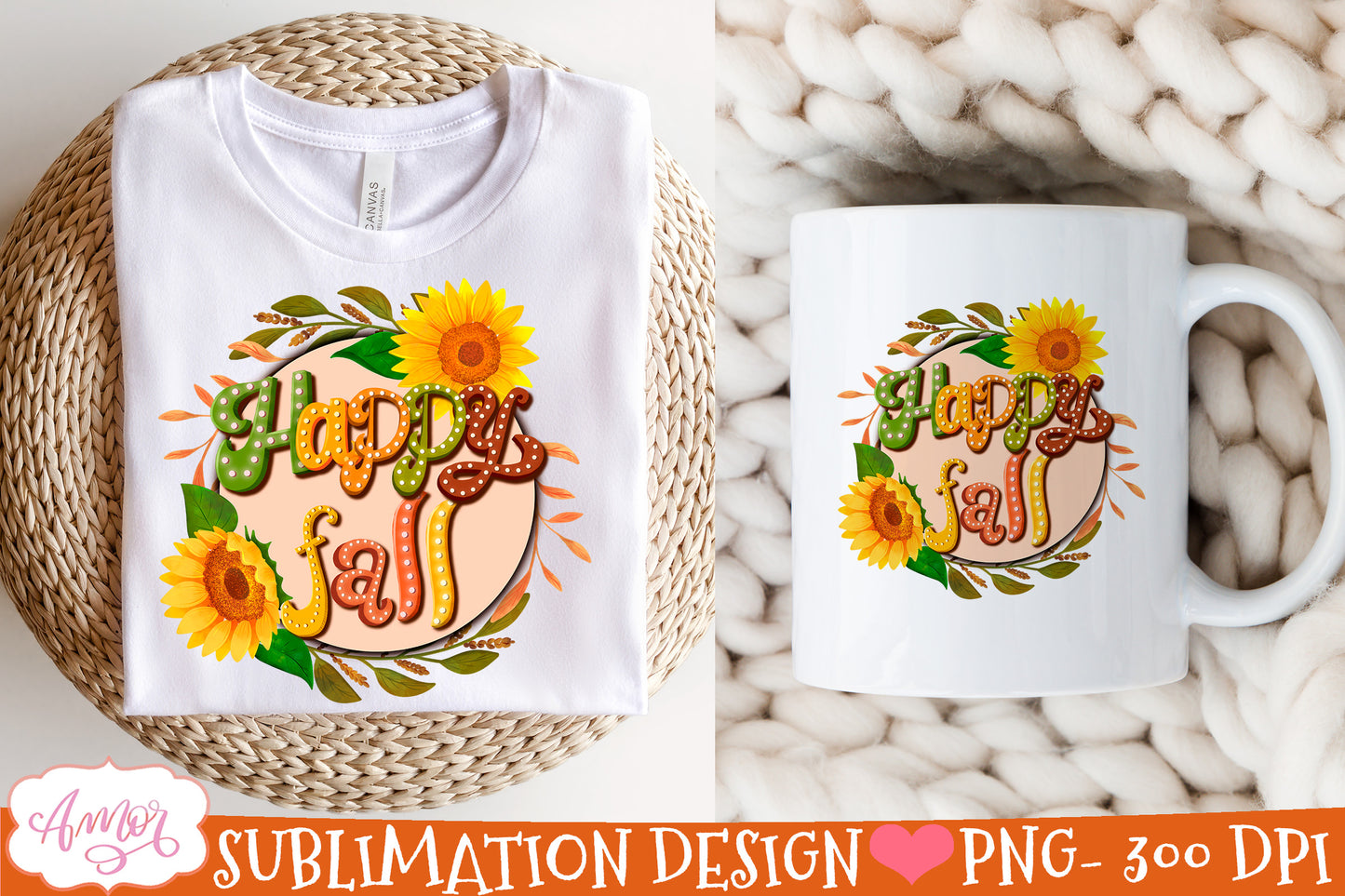 Happy Fall PNG for Sublimation |Fall wreath PNG