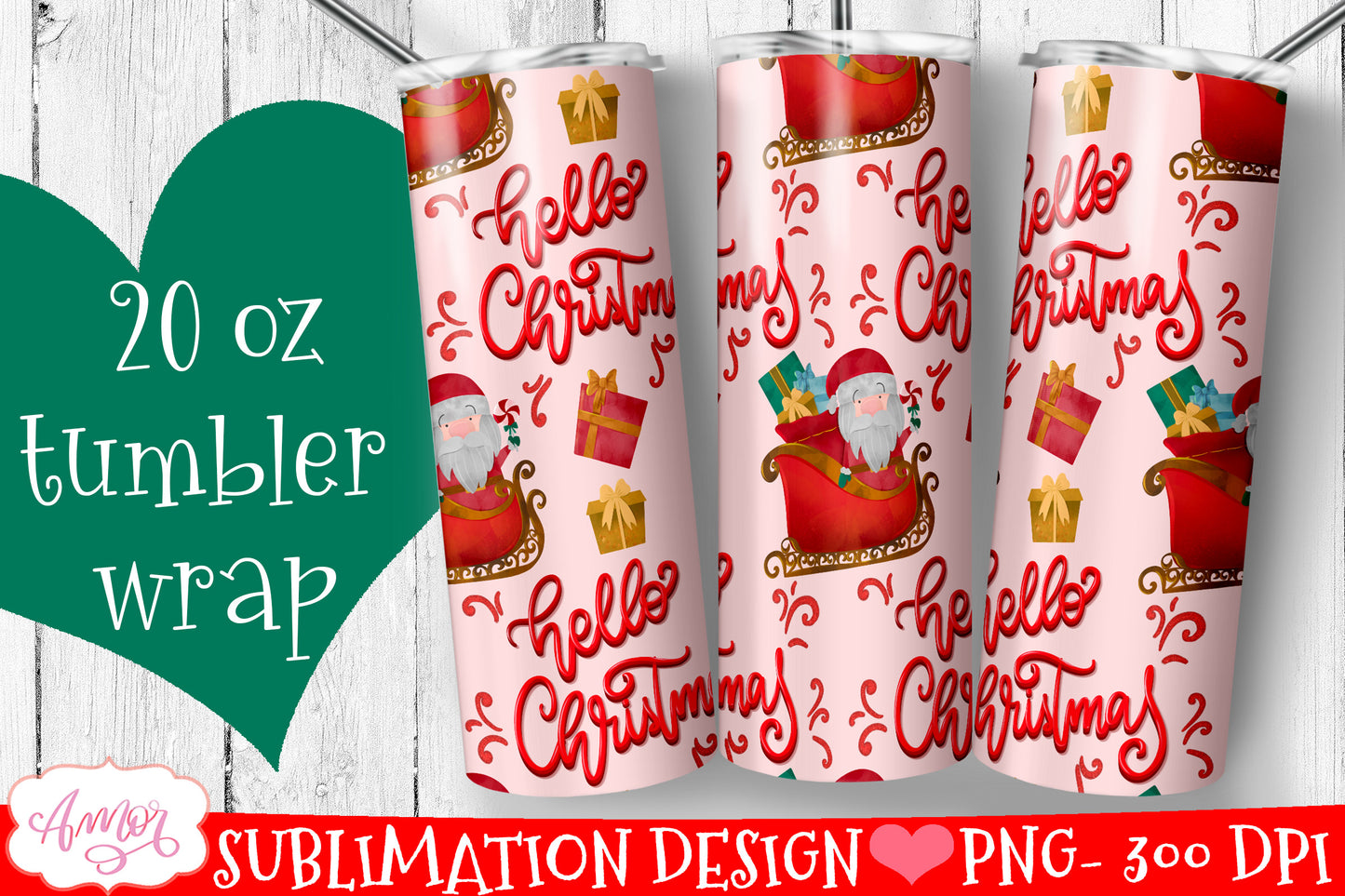 BUNDLE Christmas tumbler wrap for sublimation, 12 PNG