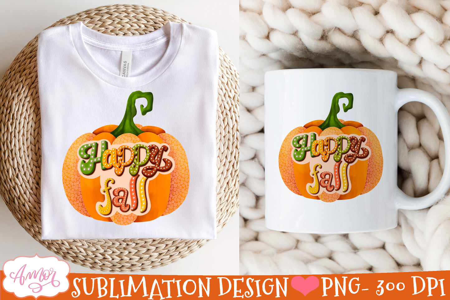 Happy Fall PNG for Sublimation |Fall pumpkin PNG