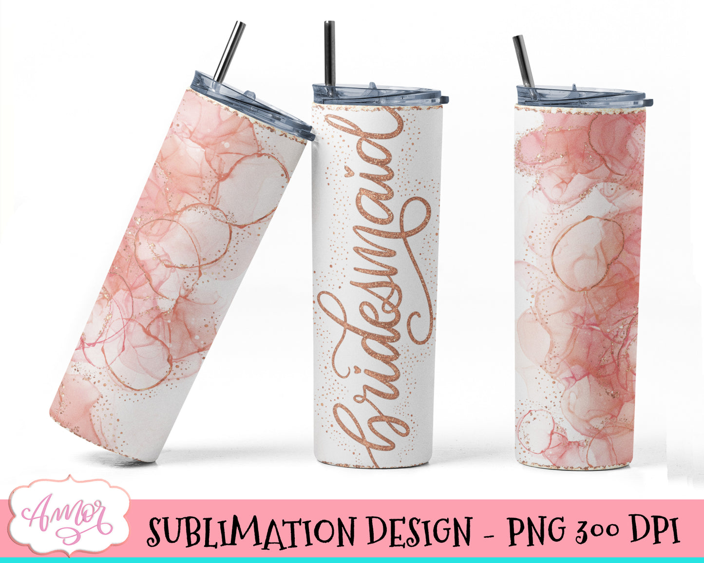 Bridesmaid tumbler wrap PNG for Sublimation
