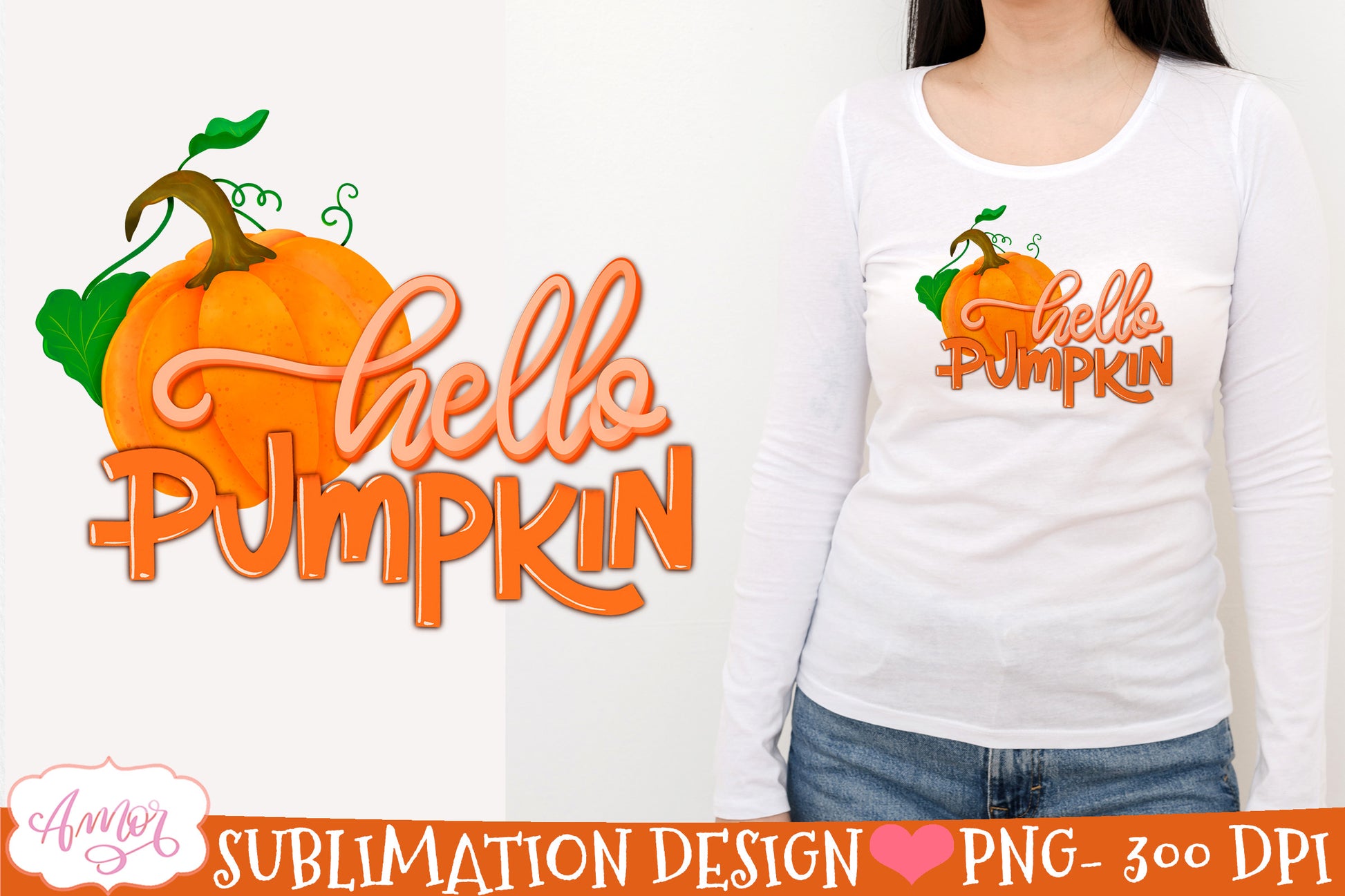 Hello pumpkin PNG for Sublimation Fall png design