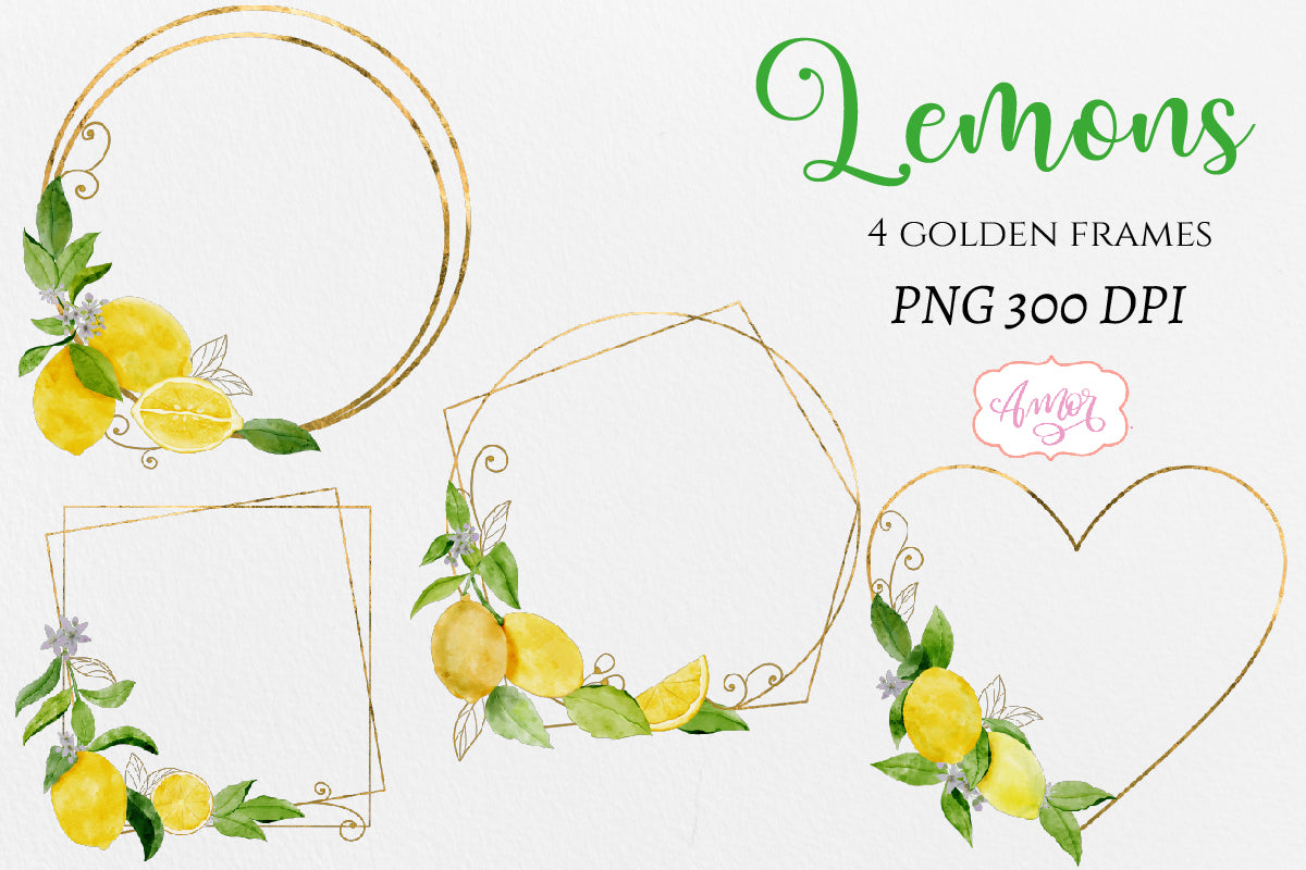 Watercolor lemons PNG clipart