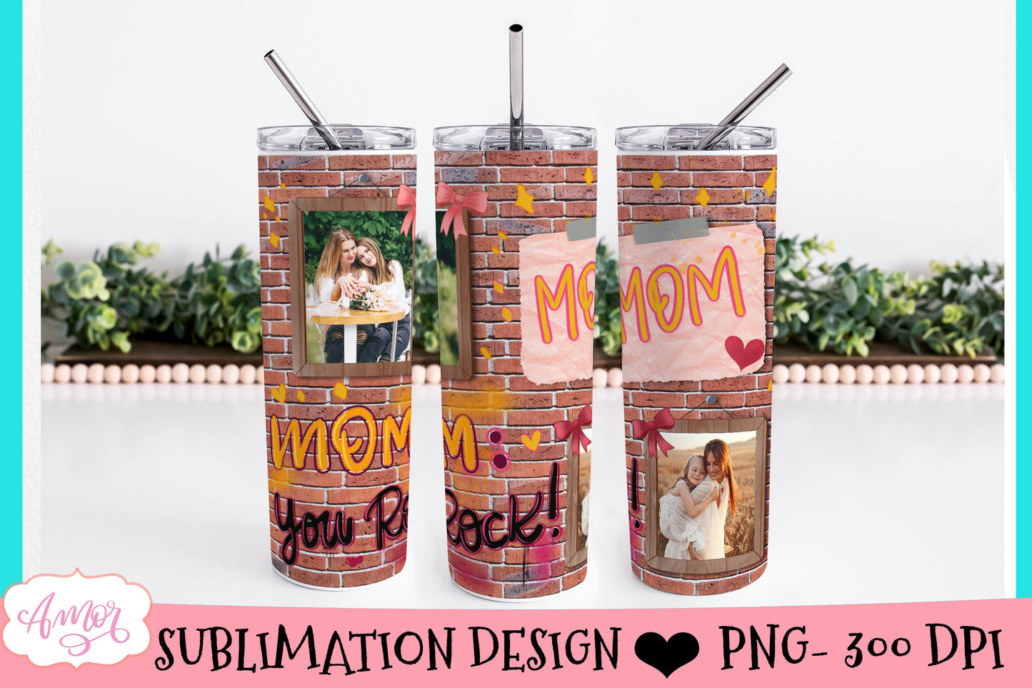 Mom Photo Tumbler Template for Sublimation