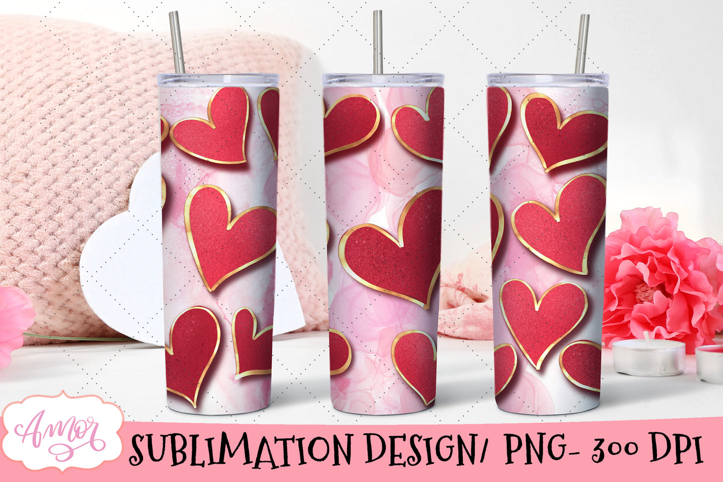 Valentine's Skinny Tumbler Wrap for Sublimation