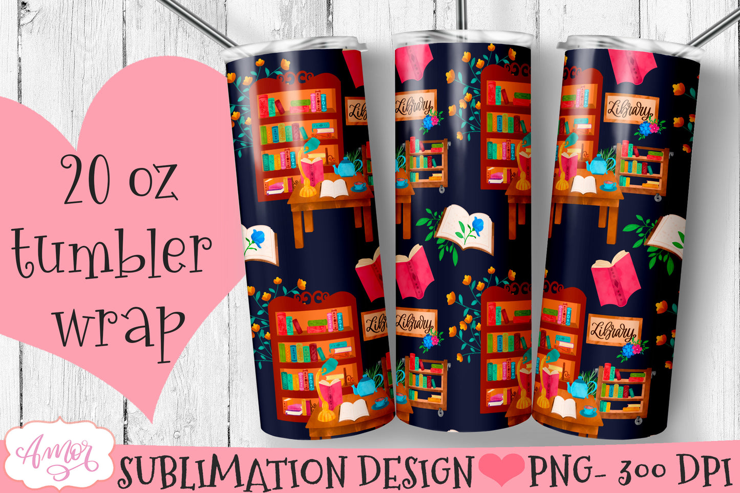 Book lover tumbler wrap bundle png designs for sublimation