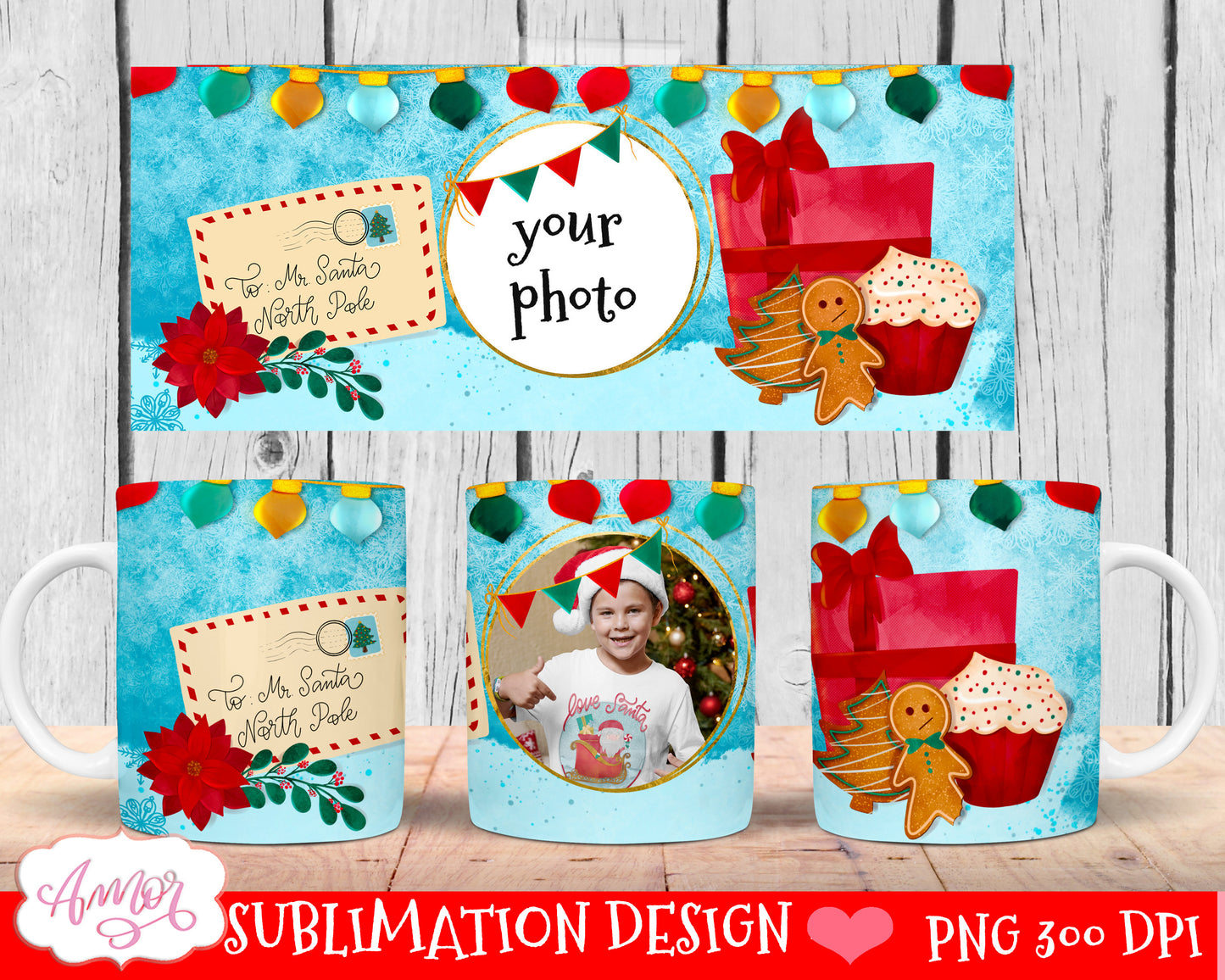 BUNDLE Christmas photo mug wrap templates for 11oz and 15oz
