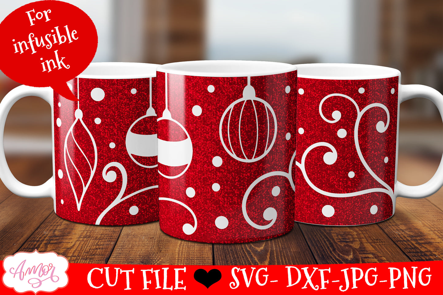 Christmas Mug Wrap SVG for Cricut infusible ink  12oz mug