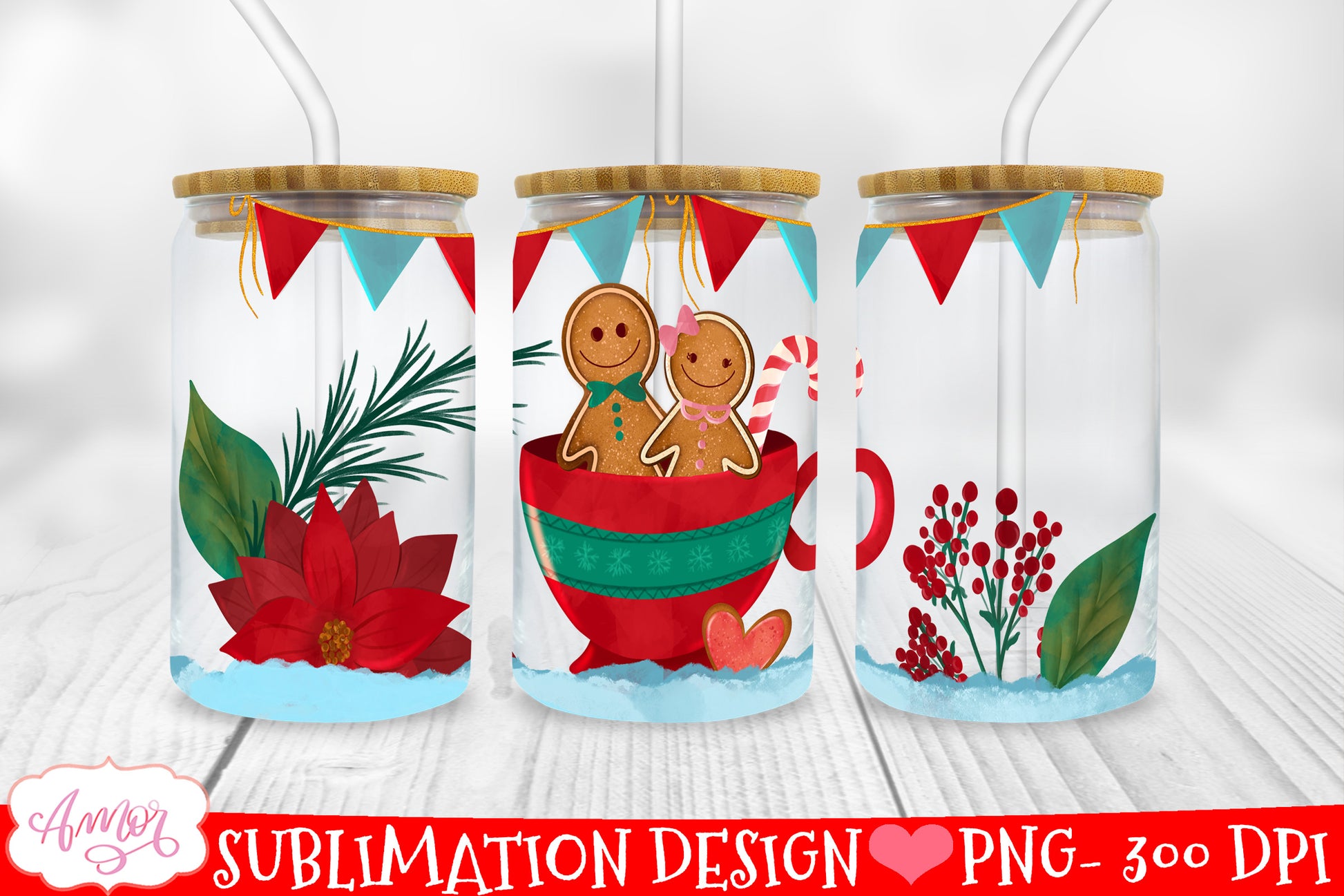 Christmas can glass wrap BUNDLE for sublimation