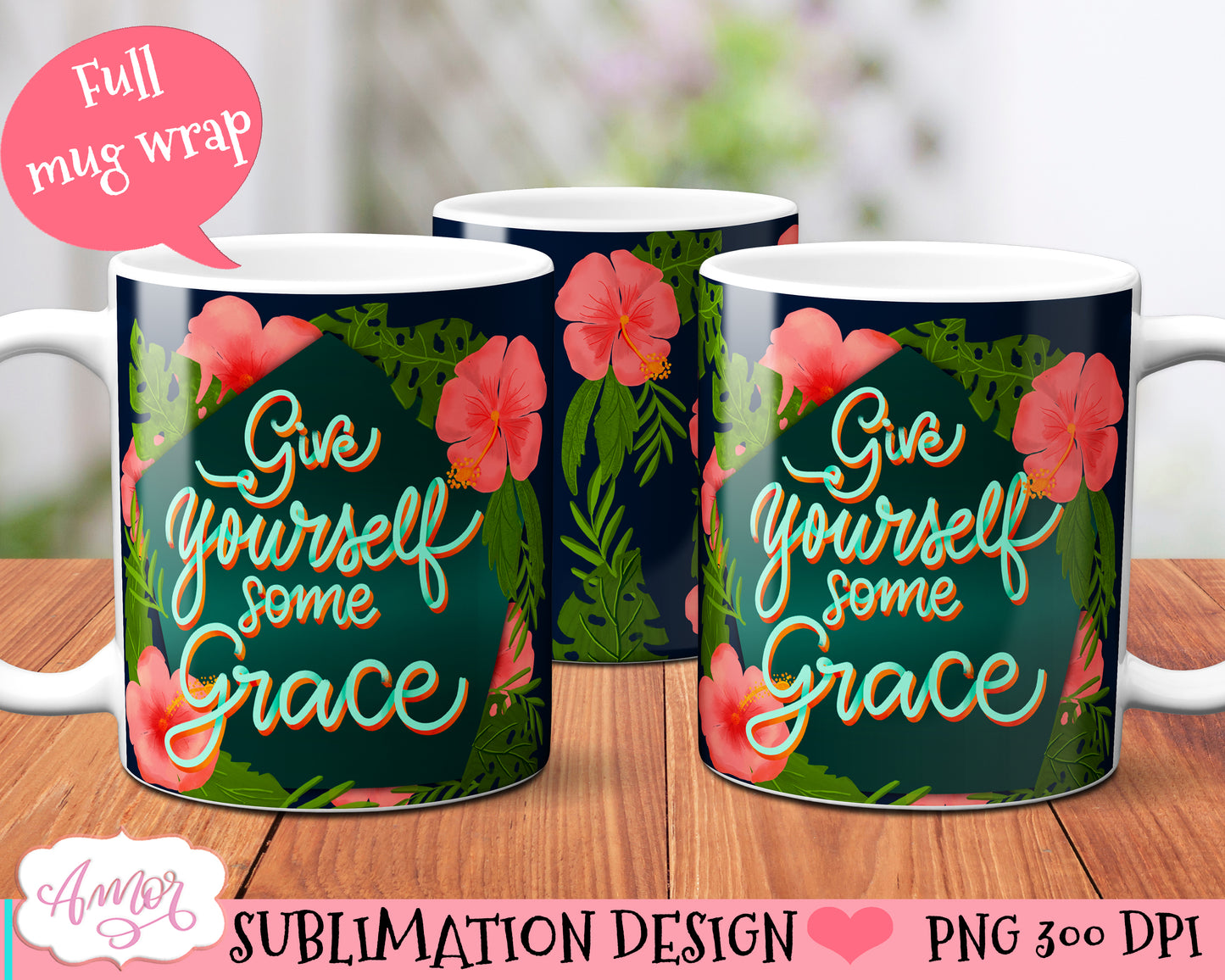 Give yourself some grace mug PNG for sublimation