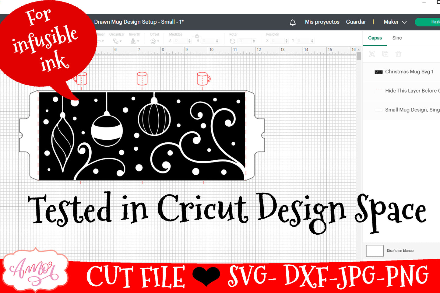 Christmas Mug Wrap SVG for Cricut infusible ink  12oz mug
