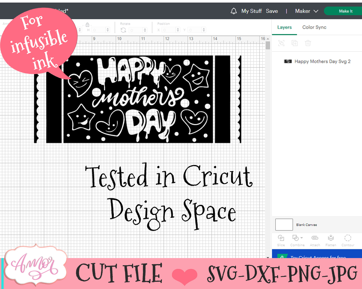 "Happy Mother's day" mug SVG for Cricut infusible ink sheets