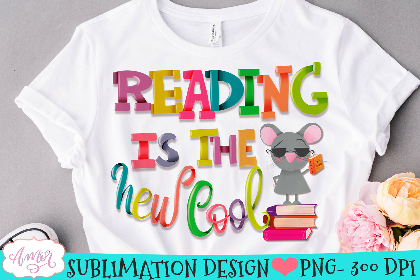 Reading is cool sublimation design | Book lover PNG graphic