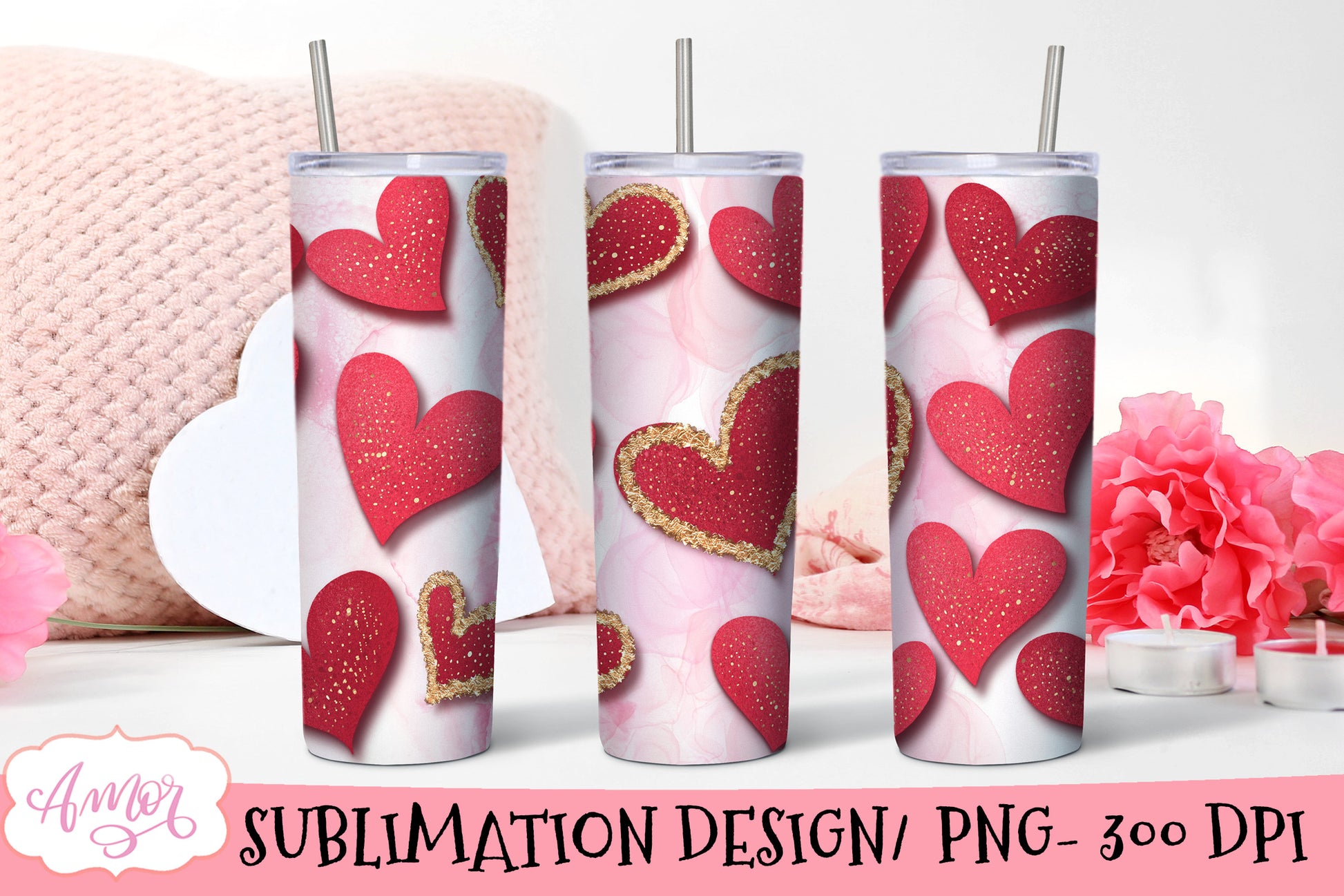 Valentine's Skinny Tumbler Wrap for Sublimation