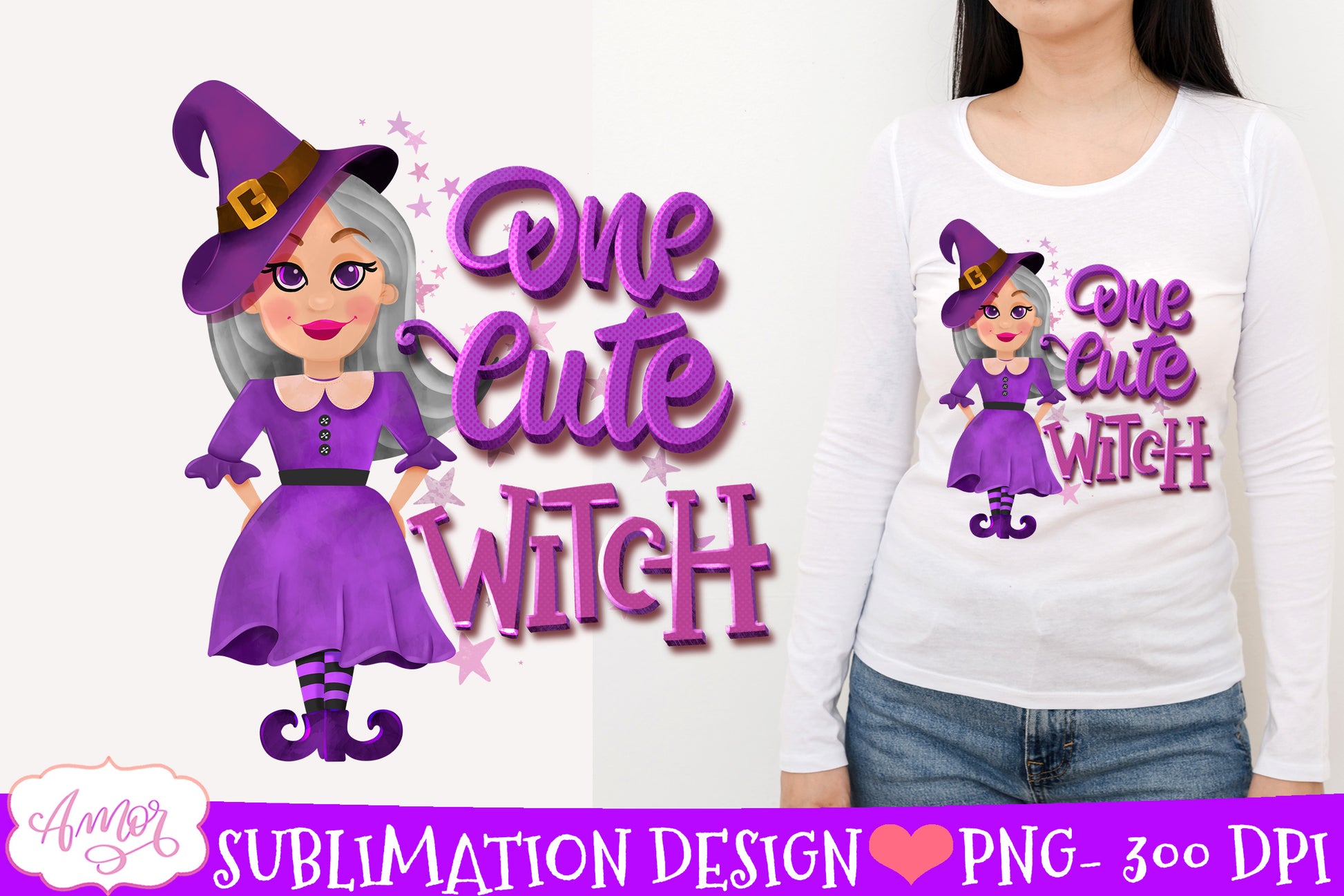 One cute witch Sublimation PNG| Cute Halloween png for kids