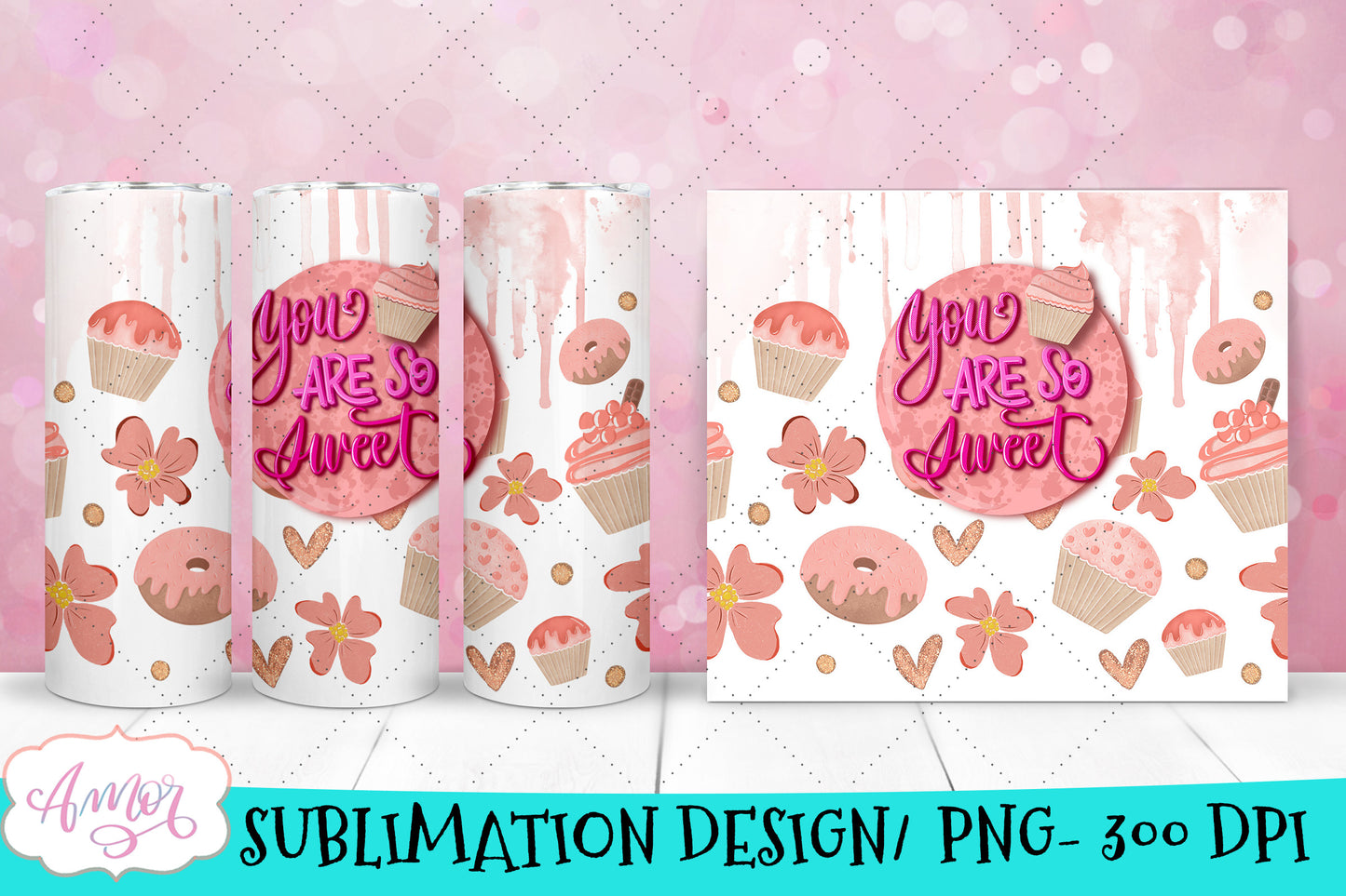 Valentines Skinny Tumbler Wrap for Sublimation