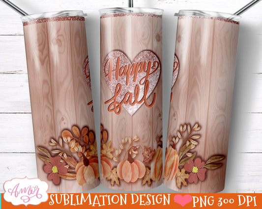 Happy Fall 20oz tumbler sublimation design