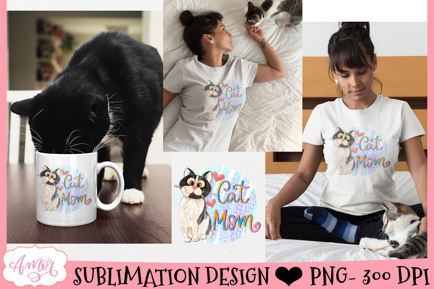 Cat mom Sublimation Design
