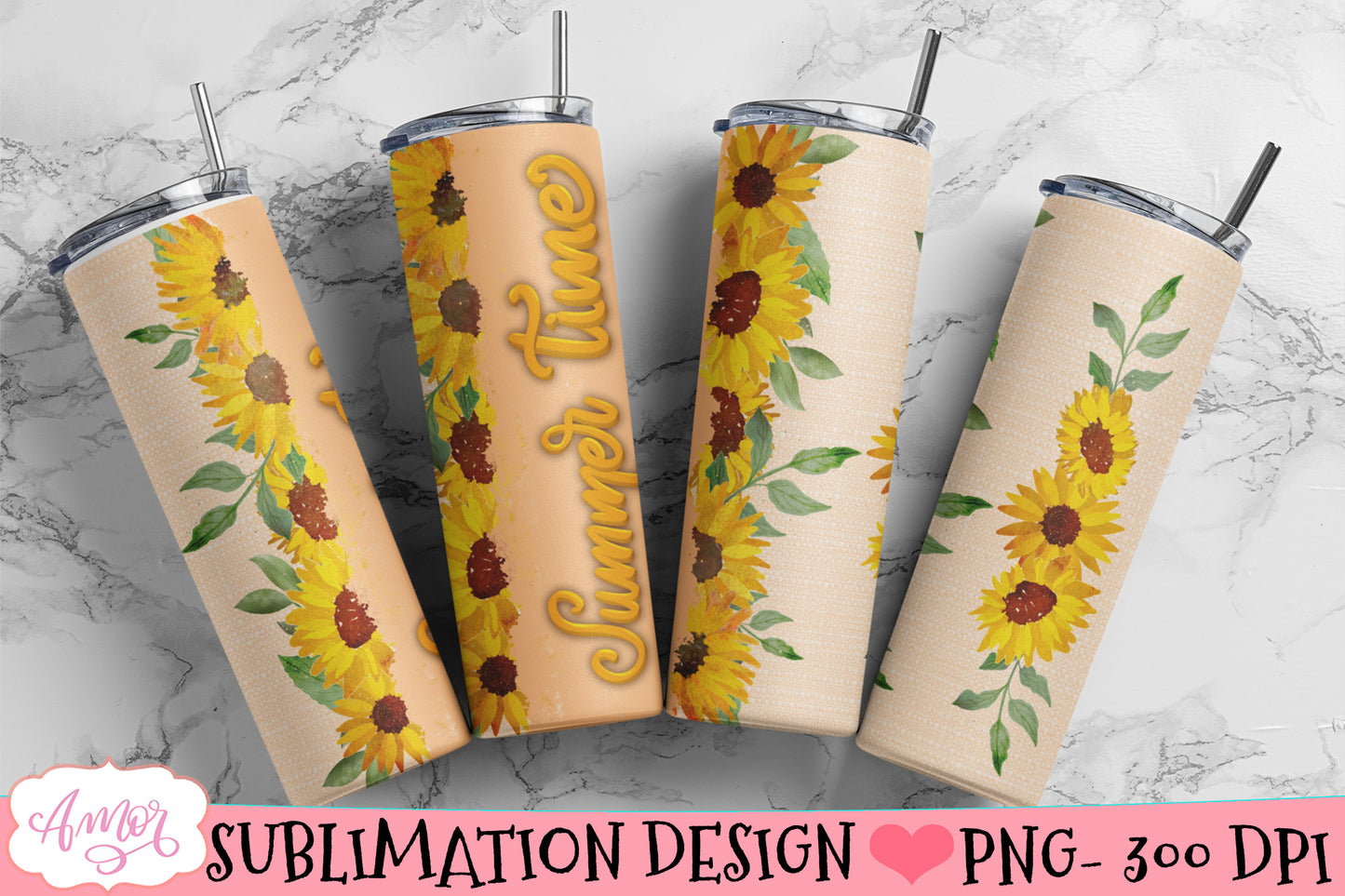 Summer time Tumbler Wrap for Sublimation