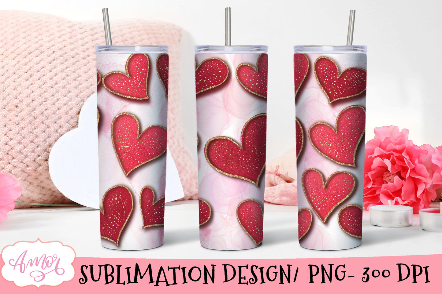 Valentine's Skinny Tumbler Wrap for Sublimation